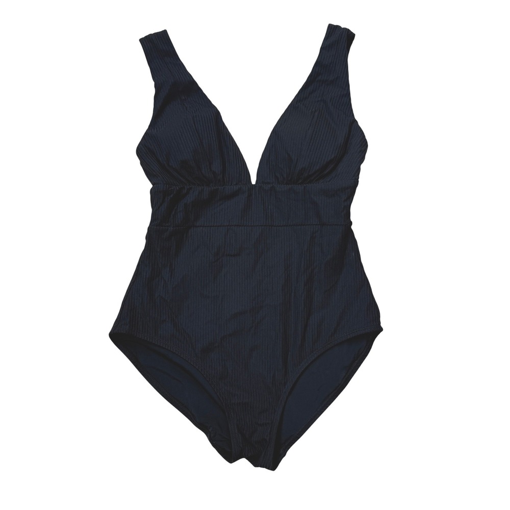 Andie Swim Small Mykonos Black Eco-ribbed One Piece Swimsuit Textured New Sample - Picture 2 of 8